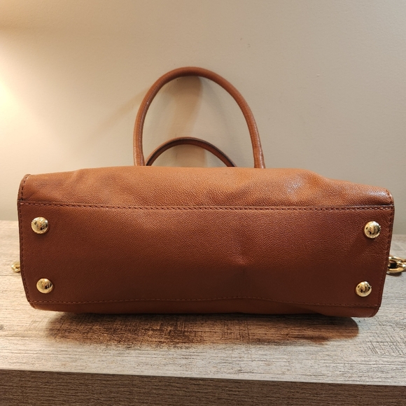 Michael Kors Hamilton Brown Saffiano Medium Satchel Shoulder Handbag Purse - Picture 9 of 13